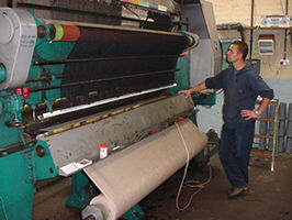 Black carpet being manufactured at our factory in Stanmore